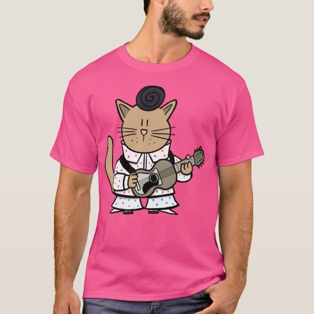 T-shirt Elvis Cat - Rock'N'Roll Design (Devant)