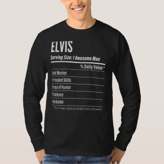 T-shirt Elvis Taille du service Nutrition Étiquette Calori