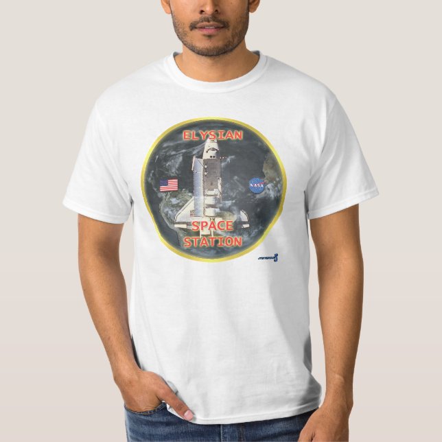 T-shirt élyséen d'emblème de station spatiale (Devant)