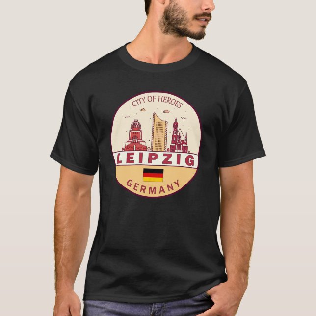 T-shirt Emblem Leipzig Allemagne City Skyline (Devant)