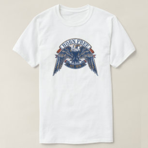 T-shirt Emblème d'aigle avec bannière né libre, aigle maje