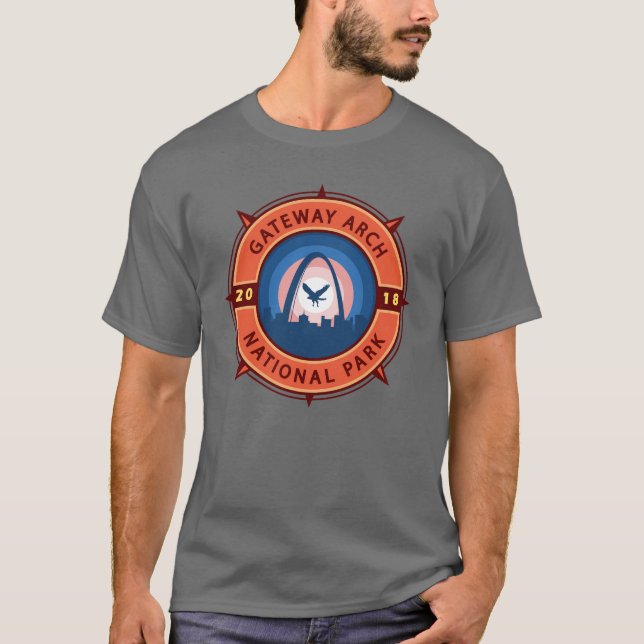 T-shirt Emblème de compas rétro du parc national Gateway A (Devant)