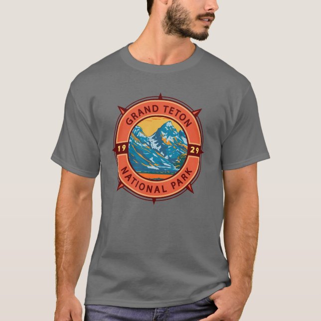 T-shirt Emblème de la boussole rétro du parc national du G (Devant)