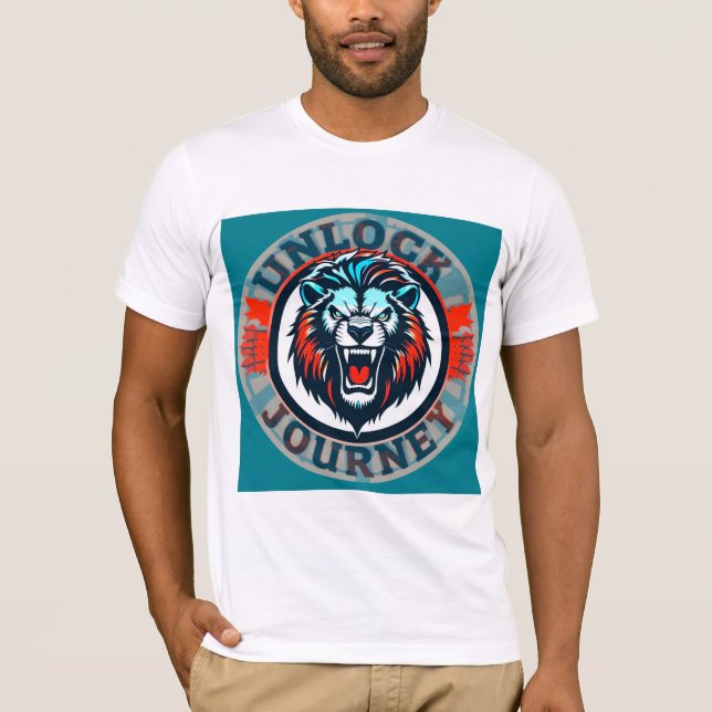 T-shirt Emblème de Lion Rugissant avec Déverrouiller le Vo (Devant)