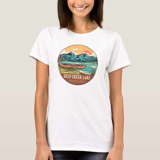 T-shirt Emblème de pêche nautique Deep Creek Lake Maryland (Devant)