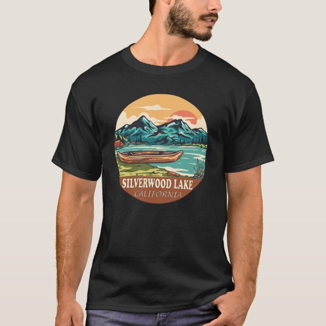 T-shirt Emblème de pêche nautique Silverwood Lake Californ (Devant)