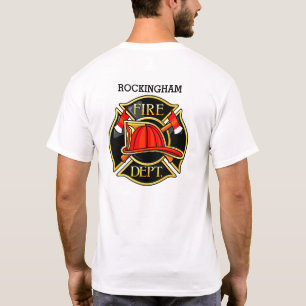 T-shirt Emblème de pompier rouge et noir