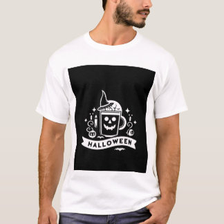 T-shirt Emblème de tasse à café crâne Halloween minimalist