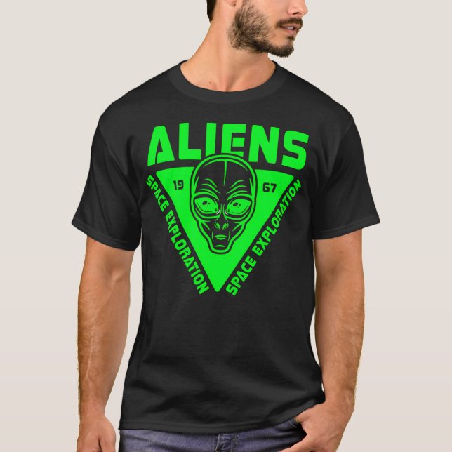 T-shirt Emblème De Tête Alien Avec Exploration Spatiale Al (Devant)
