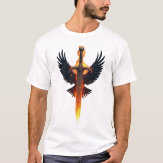 T-shirt Emblème d'épée ailée enflammée
