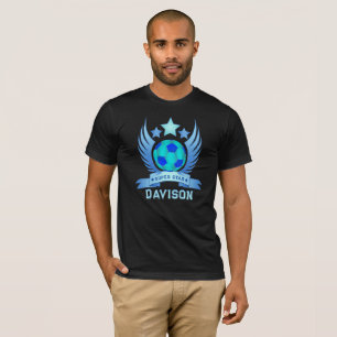 T-shirt Emblème d'étoile de football bleu Cadeaux d'anni