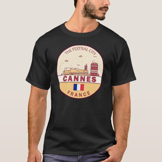 T-shirt Emblème Skyline de Cannes France (Devant)