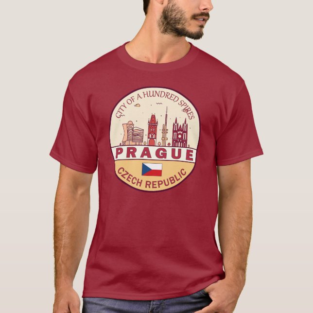 T-shirt Emblème Skyline de Prague République tchèque (Devant)