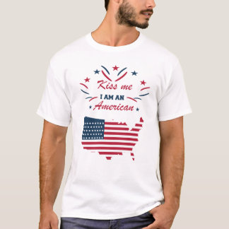 T-shirt embrasse-moi je suis américain