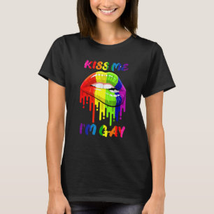 T-shirt Embrasse-moi Je suis Gay Lgbt Pride Rainbow Lips