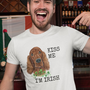 T-shirt Embrasse-moi Je suis Irlandais Setter Dog Shamrock