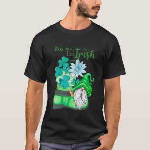 T-shirt Embrasse-moi Je suis Irlandais Shamrock Vert Gnome