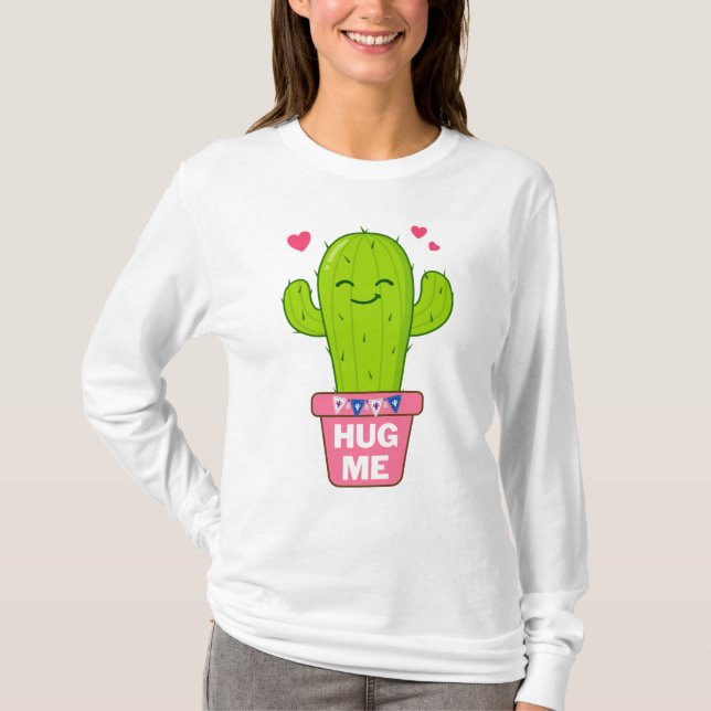T-shirt embrasse-moi, je suis un gentil cactus (Devant)