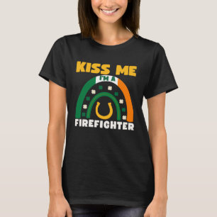T-shirt Embrasse-moi, je suis un pompier Saint-Patrick bla