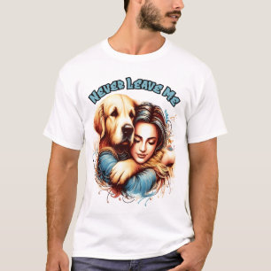 T-shirt Embrasser entre la femme et le chien