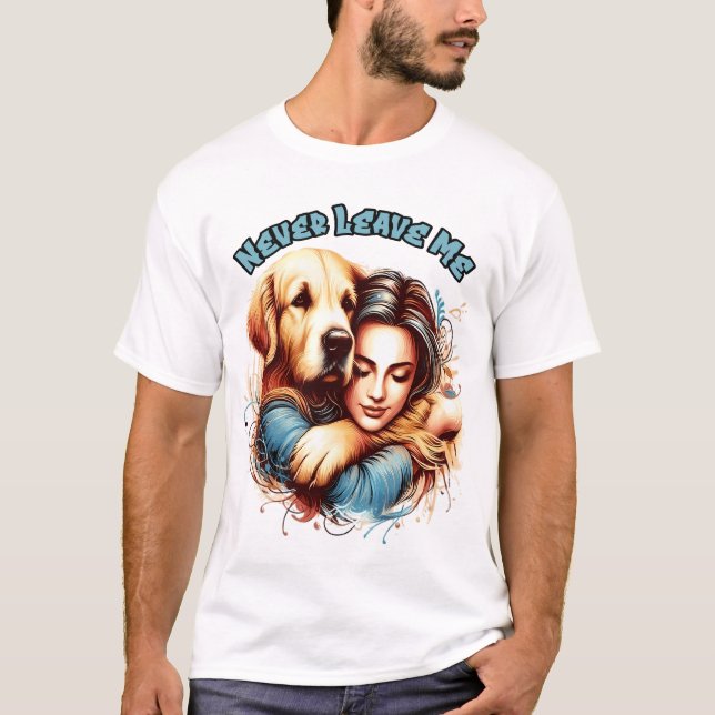 T-shirt Embrasser entre la femme et le chien (Devant)