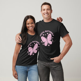T-shirt Embrassez les Vibes Papillon Social Retro tendance