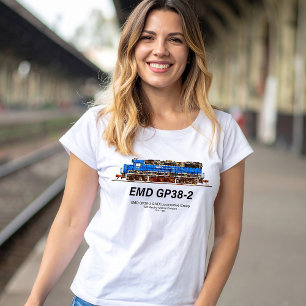 T-shirt EMD GP38-2 Locomotive diesel GATX bleu et blanc