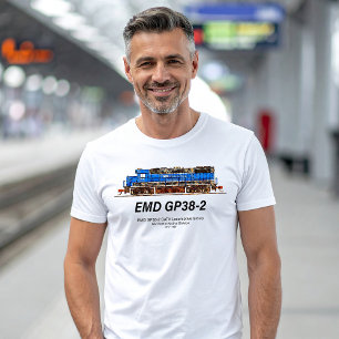 T-shirt EMD GP38-2 Locomotive diesel GATX bleu et blanc