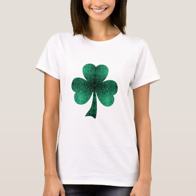 T-shirt Emerald Green Sparkings Shamrock Clover St Pat Day (Devant)
