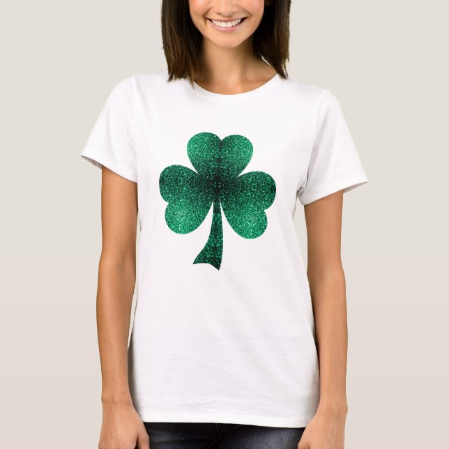 T-shirt Emerald Green Sparkings Shamrock Clover St Pat Day (Devant)