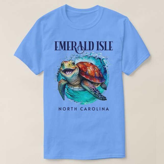 T-shirt Emerald Isle North Carolina Aquarelle Joyeuse Mer  (Design devant)