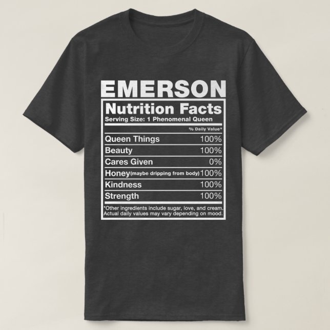 T-shirt Emerson Nutrition FactsEmerson Name BirthdayPremiu (Design devant)