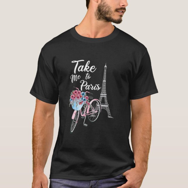 T-shirt Emmenez-Moi À Paris France Floral Minimal Eiffel T (Devant)