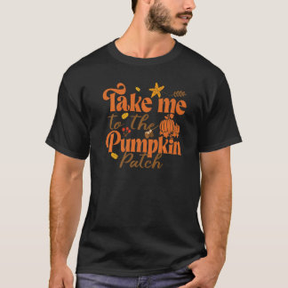 T-shirt Emmenez-Moi Au Citrouille Patch Automne Thanksgivi