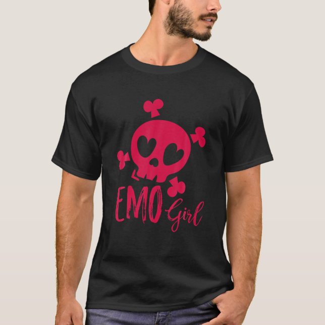 T-shirt Emo Girl Crâne drôle Emo Punk Goth Humour émotionn (Devant)
