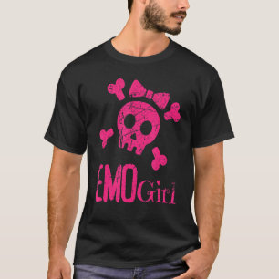 T-shirt Emo Girl Crâne rose avec Cravate Bow Emo Goth Emot