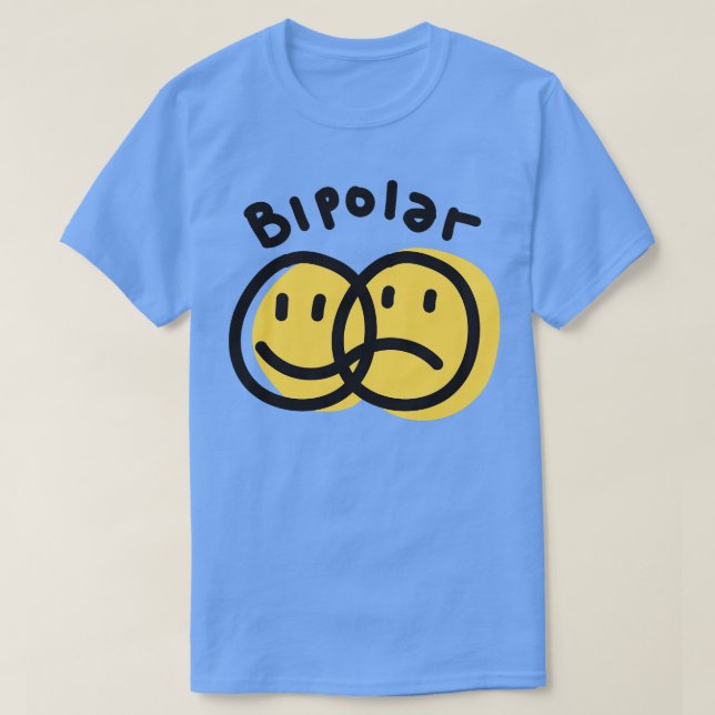 T-shirt Émoticon bipolaire à visage triste (Design devant)