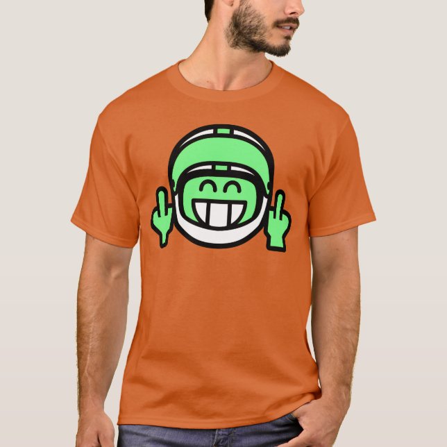 T-shirt Emoticon Grin with Motorcycle Helmet Stinkfinger r (Devant)