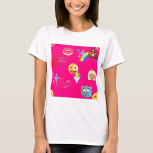 T-shirt émoticône rose chaud