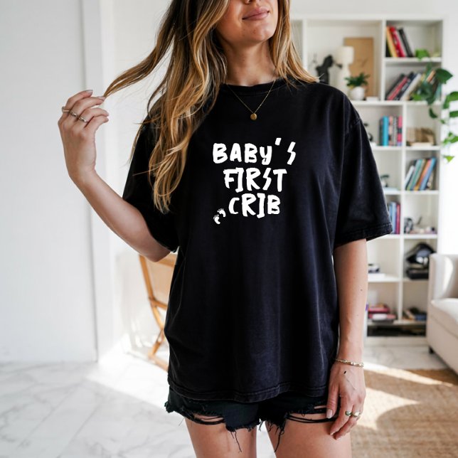 T-shirt Empreinte bébé de grossesse humoristique noir blan (Créateur téléchargé)
