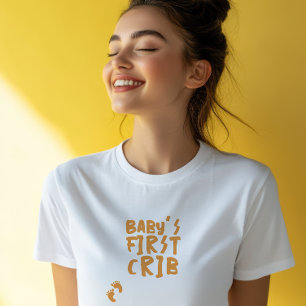 T-shirt Empreinte de bébé de grossesse humoristique orange