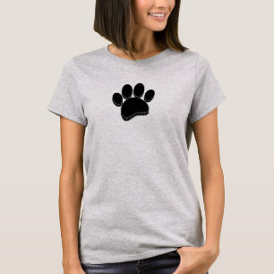 T-shirt Empreinte de chien noir main tirée personnalisée