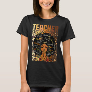 T-shirt Empreinte de léopard Black Smart Enseignant Afro L