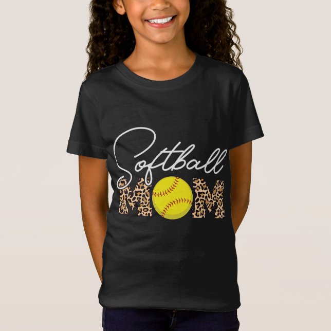 T-Shirt Empreinte de léopard de maman softball (Devant)