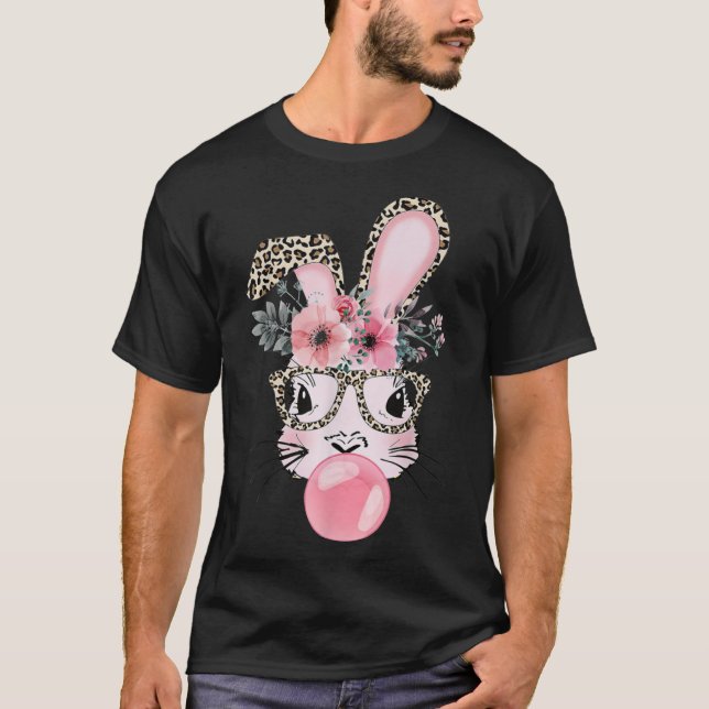 T-shirt Empreinte de léopard Lapin Bunny Blowbble Gum Est (Devant)