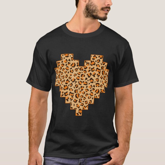 T-shirt Empreinte de léopard Love Heart Cadeau Cool Leopar (Devant)