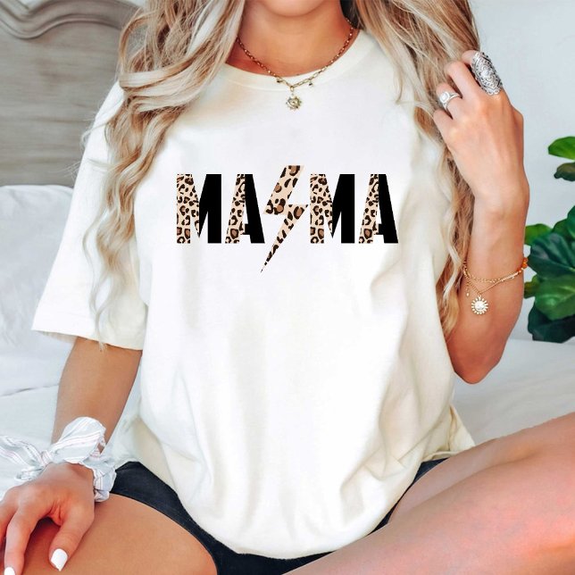 T-shirt Empreinte de léopard Mama | Fête des mères cool te (Leopard Print Mama Birthday / Mothers Day Trendy T-Shirt)