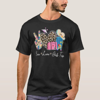 T-shirt Empreinte de léopard Peace Love Girls Trip Vacatio