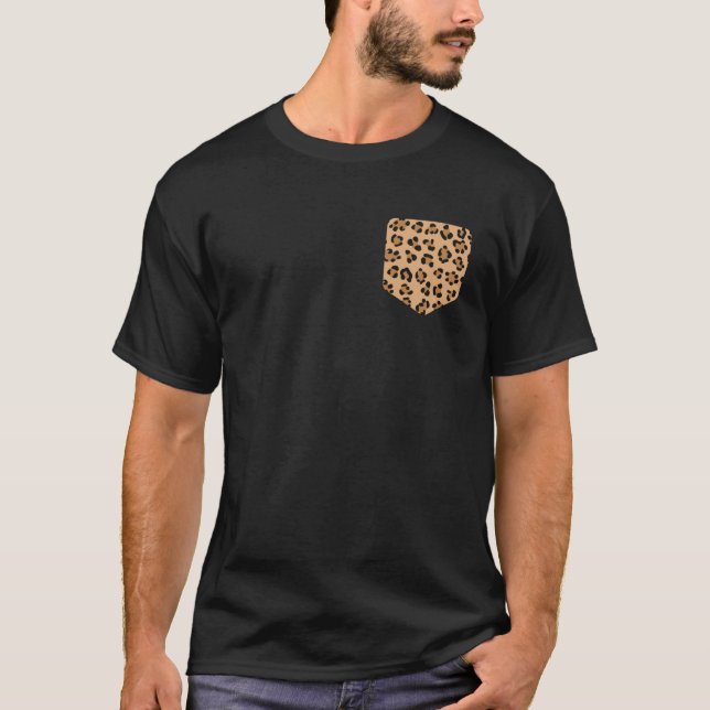 T-shirt empreinte de léopard Pocket Cheetah, Ments Cadeau  (Devant)