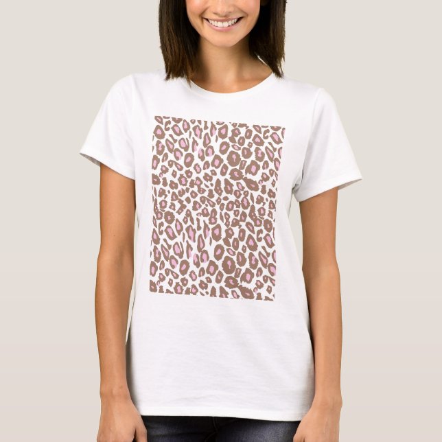 T-shirt Empreinte de léopard rose et Brown (Devant)